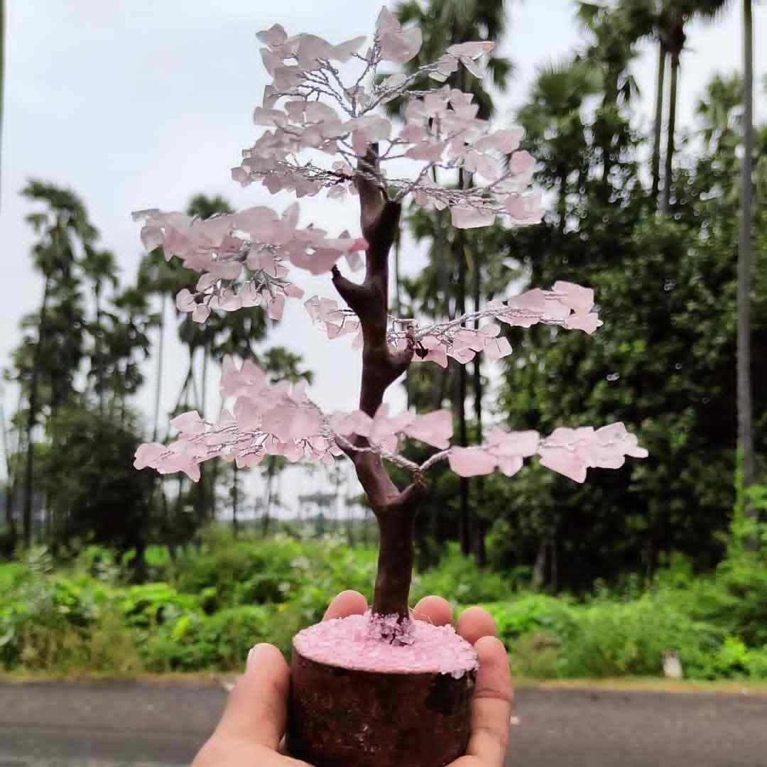 Wholesale natural gemstone tree natural chips gemstone High Quality Semi precious stone chips rose quartz tree by rais agate