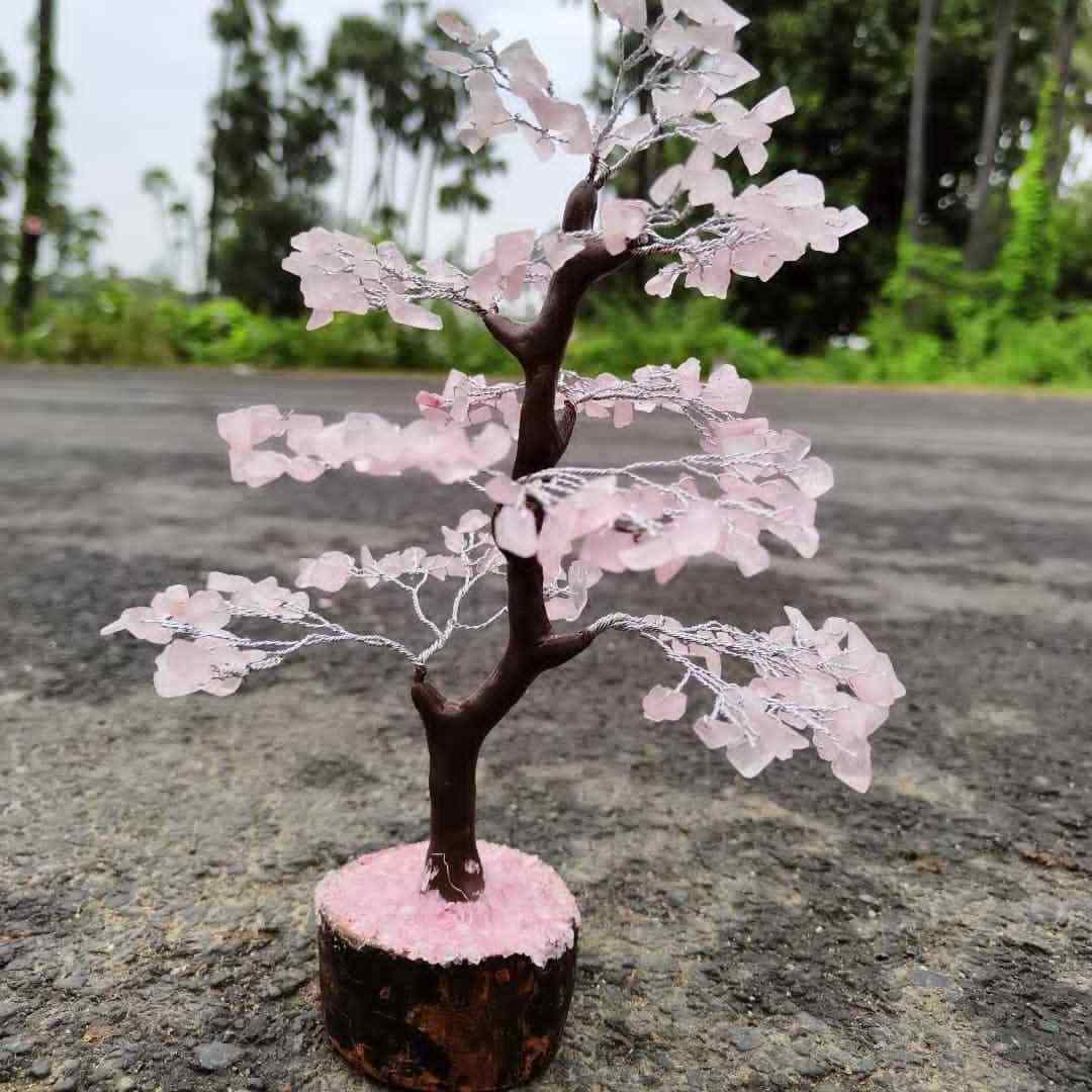 Wholesale natural gemstone tree natural chips gemstone High Quality Semi precious stone chips rose quartz tree by rais agate