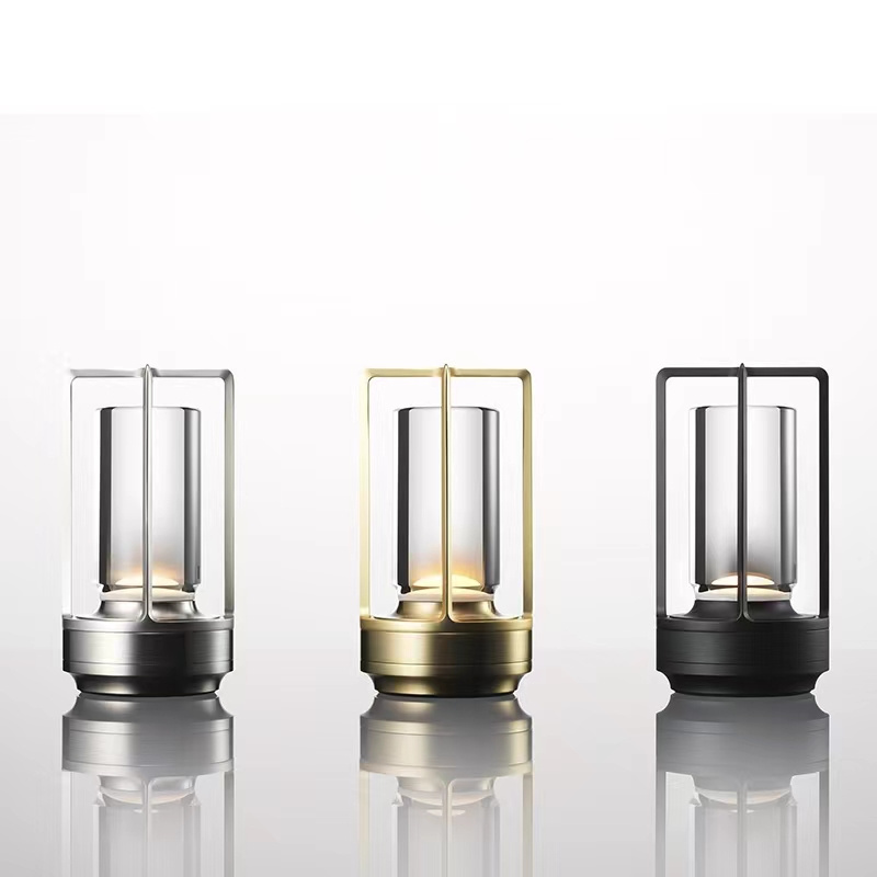 Cordless Lantern Decor Table Lamp Aluminum Crystal Warm Light Portable Atmosphere Night Light