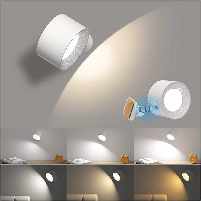 Multifunctional magnetic bracket light touch dimmable rechargeable battery operated powered reading corner wall lamp