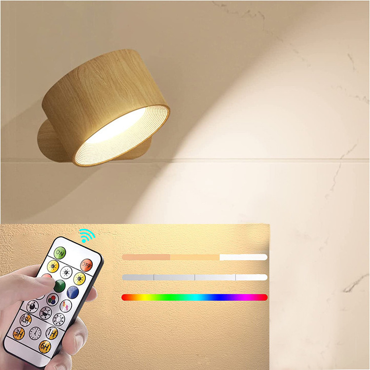 Smart 360 Magnetic Ball USB Charging Port RGB Remote Control Wall Mounted Cordless Lights Battery Operated Wall Lamps