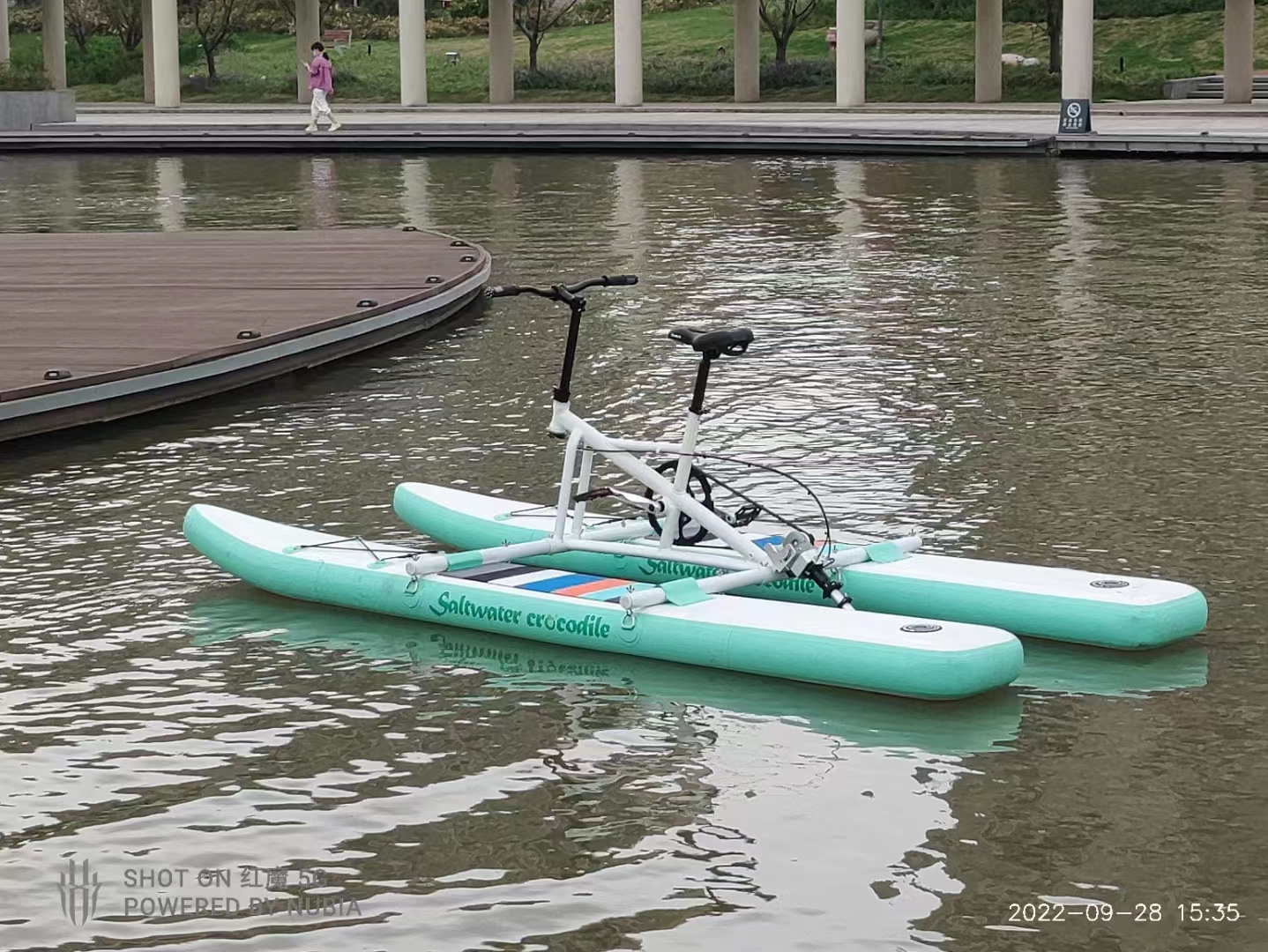 inflatable water bicycle new water bikes sports game product water bike floating bicycle on lake