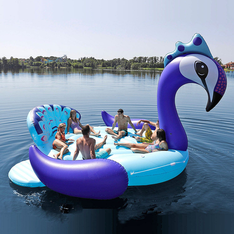 6 person inflatable giant peacock pool floating island swimming pool on lake/sea