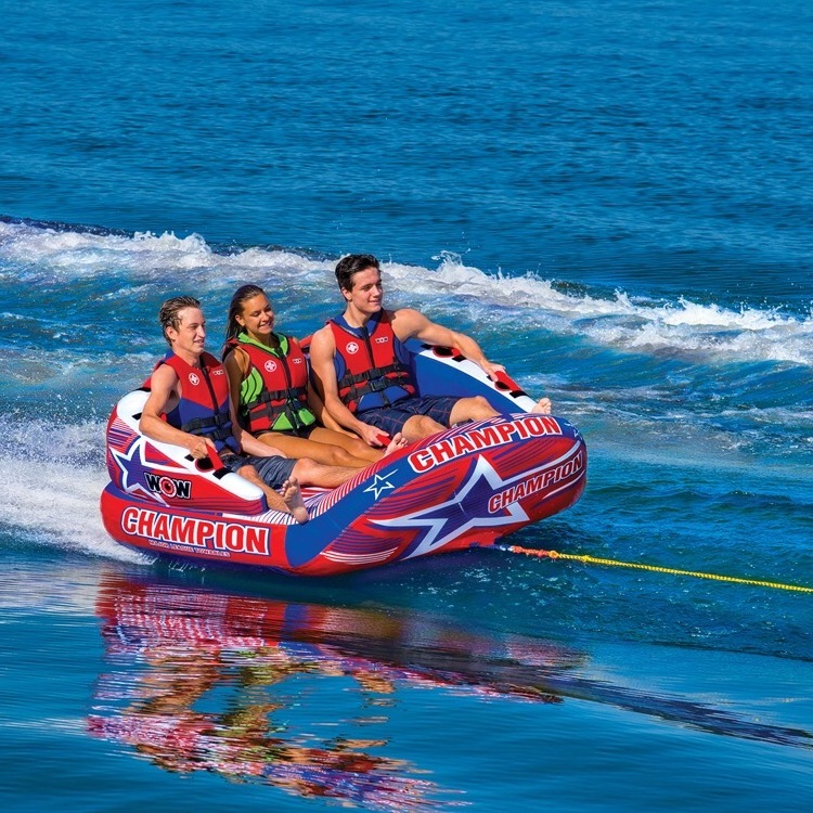 Hot sell 0.9mmpvc water inflatable sofa boat, water inflatable drag ring, towing hovercraft.