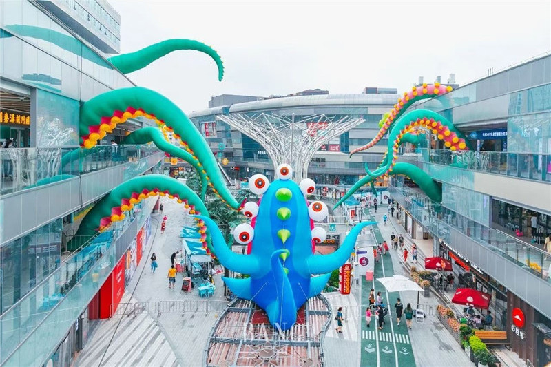 Custom beautiful large decorative inflatable octopus model, advertising display octopus tentacles model, wall decoration props.