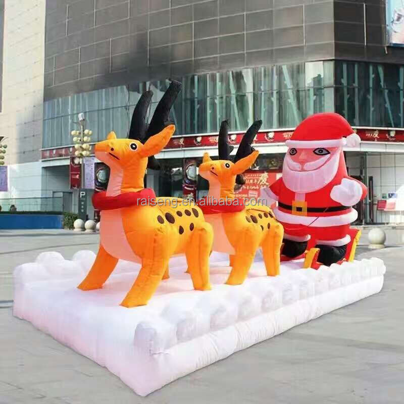 Christmas gifts Hot selling inflatable cartoon 8m high inflatable advertising model Oxford cloth inflatable Santa Claus sleigh