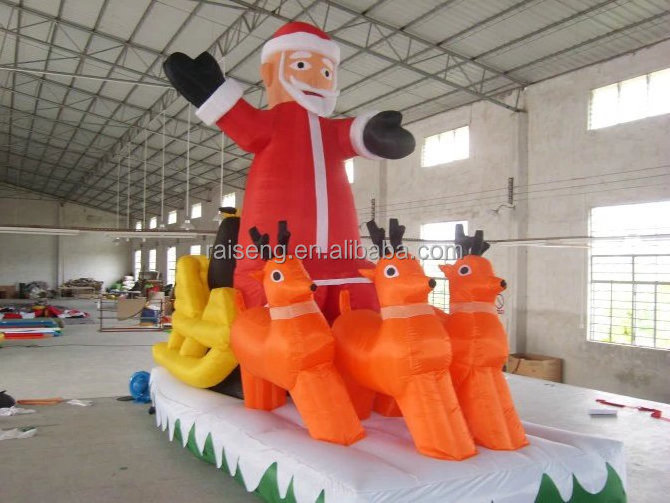 Christmas gifts Hot selling inflatable cartoon 8m high inflatable advertising model Oxford cloth inflatable Santa Claus sleigh