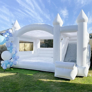 Commercial mini small bouncing inflatable bouncer bouncy castle wedding toddler all white bounce house with slide