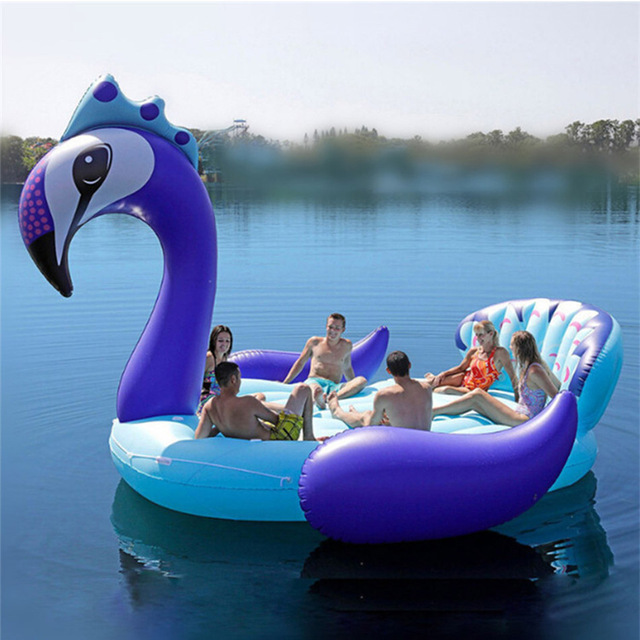 6 person inflatable giant peacock pool floating island swimming pool on lake/sea