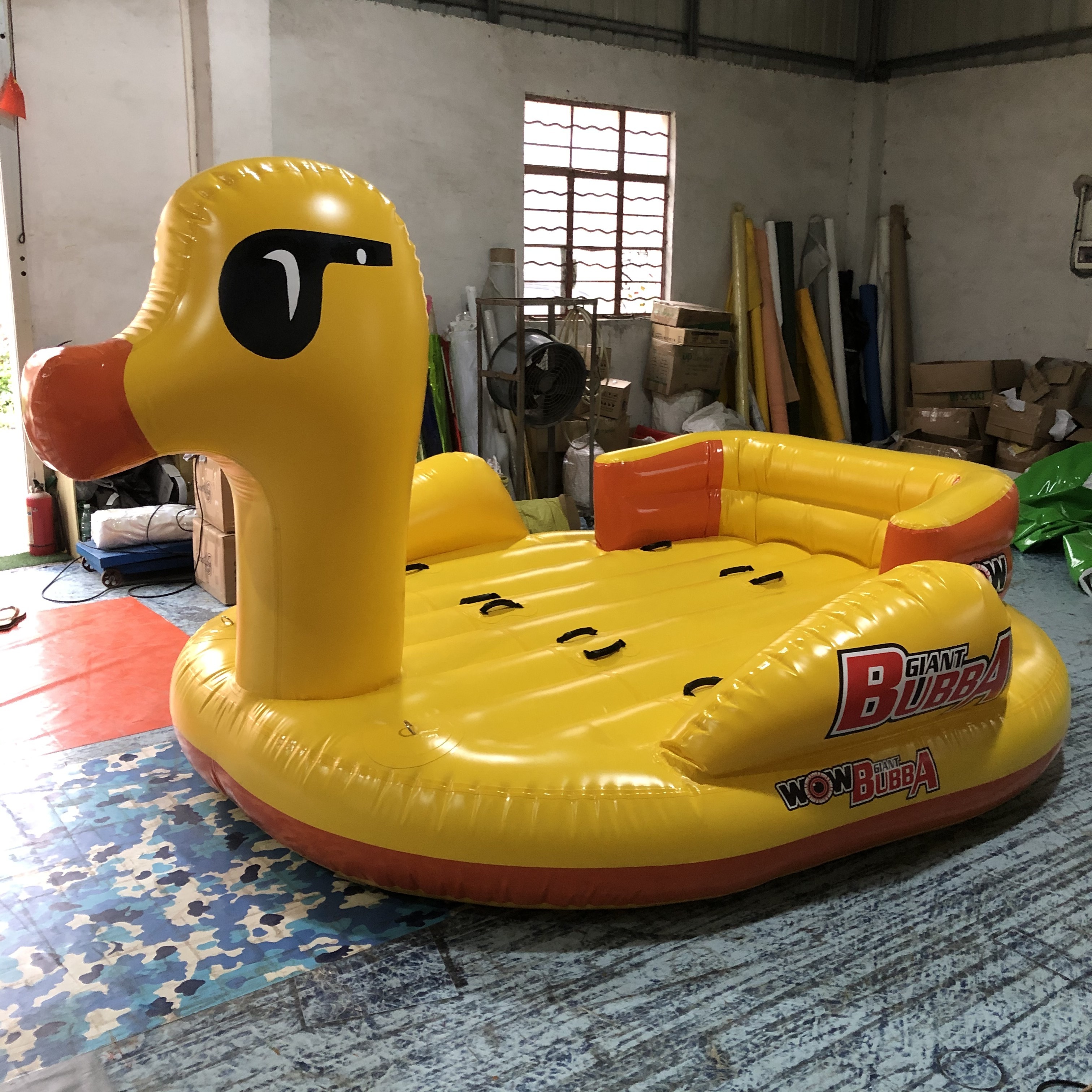 Customized outdoor large commercial water towing duck toy water towing toy water surfing duck hovercraft.