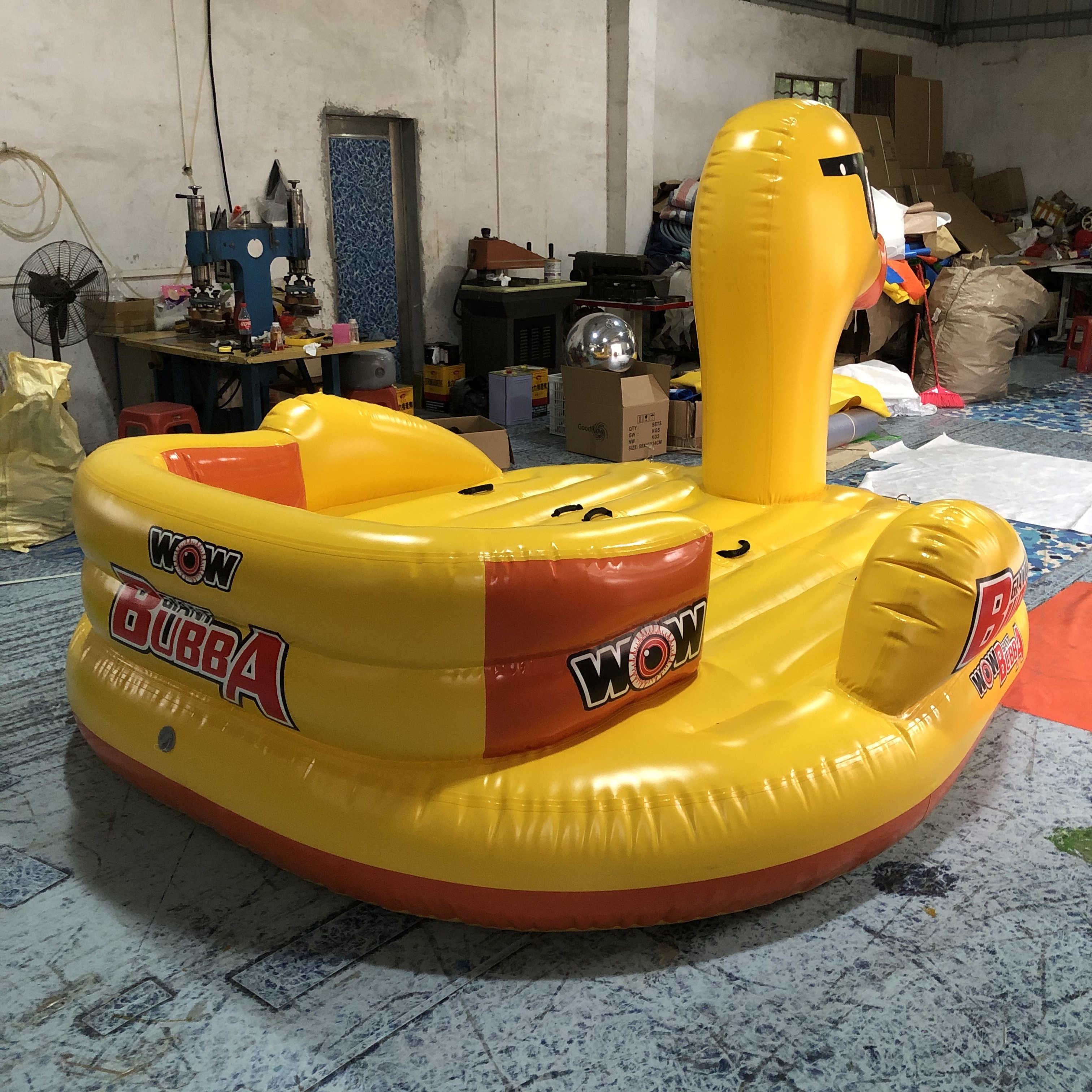 Customized outdoor large commercial water towing duck toy water towing toy water surfing duck hovercraft.