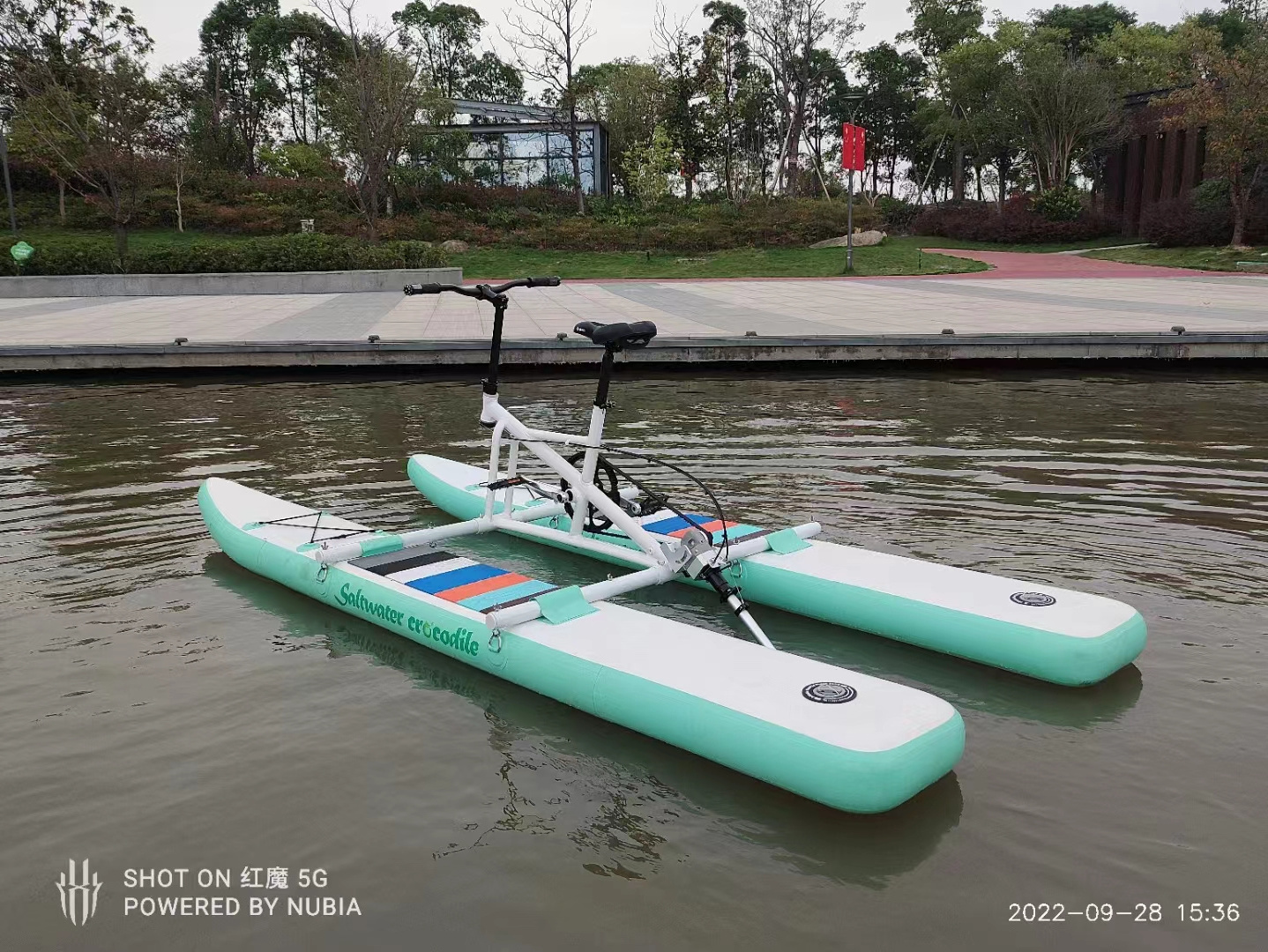 inflatable water bicycle new water bikes sports game product water bike floating bicycle on lake