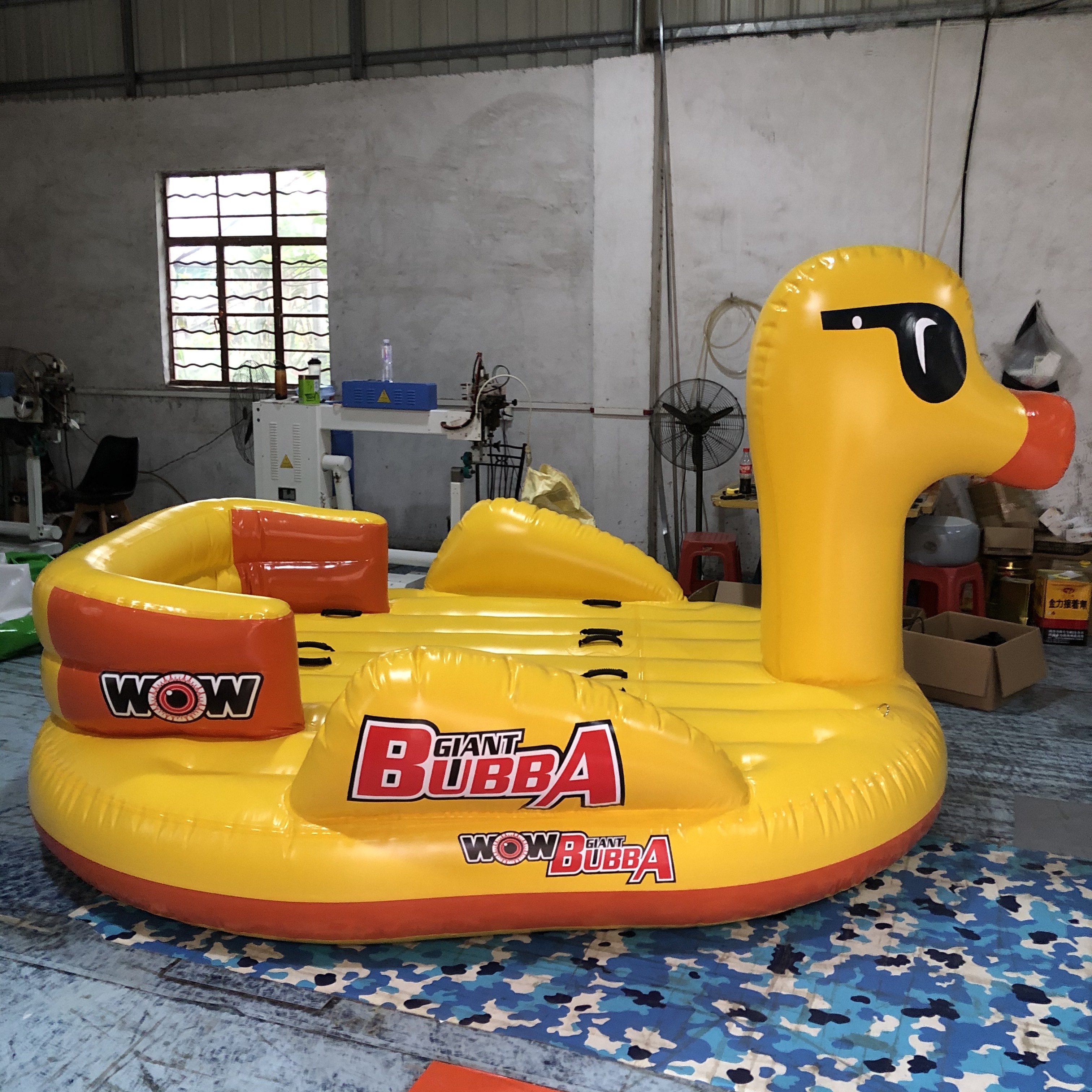 Customized outdoor large commercial water towing duck toy water towing toy water surfing duck hovercraft.