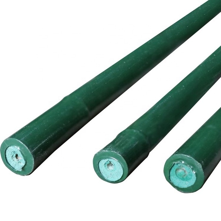 Custom green PVC coated bamboo Treated flower support sticks plastic tube Pole for agriculture