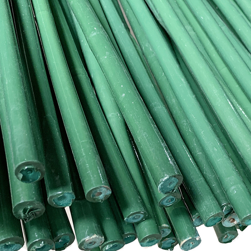 Custom green PVC coated bamboo Treated flower support sticks plastic tube Pole for agriculture