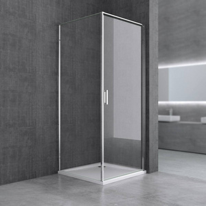 Corner bathroom frameless simple 2 sided shower cubicles shower cabin unit glass doors shower enclosure with silver hinge