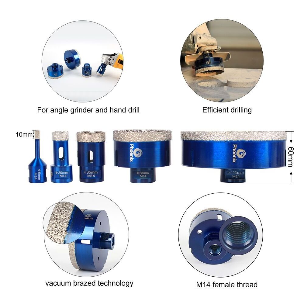 Raizi 5-150mm Vacuum Brazed Diamond Tile Porcelain Ceramic Cutting Hole Saw Cutter Core Drill Bit