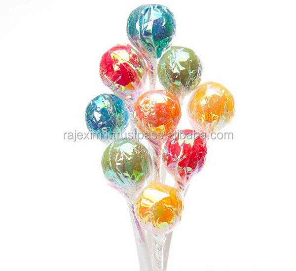 Ball Colourful Lollipop Sweet candy with multiple flavours like milk strawberry chocolate and assorted fruit mix marshmallows