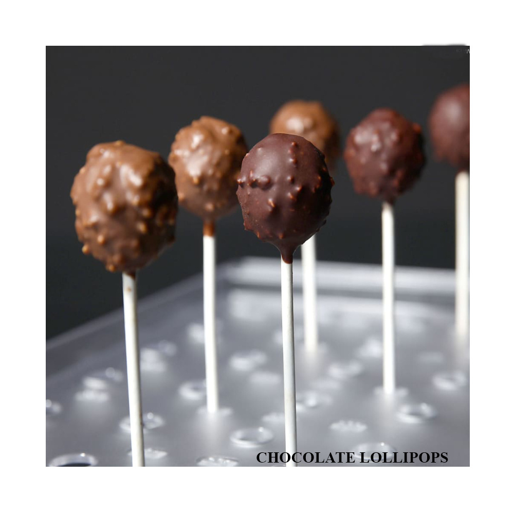 Premium Quality Chocolate Lollipop with chocolate as the primary candy into specific shapes for the lollipop.