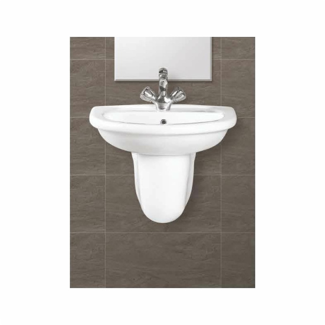 Top Grade Half pedestal washbasin  ideal for smaller bathrooms or cloakrooms where space is limited with a touch of elegance