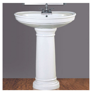 High Standard Wash Basin with Pedestal comprising a basin or sink mounted on a pedestal for support with  durability