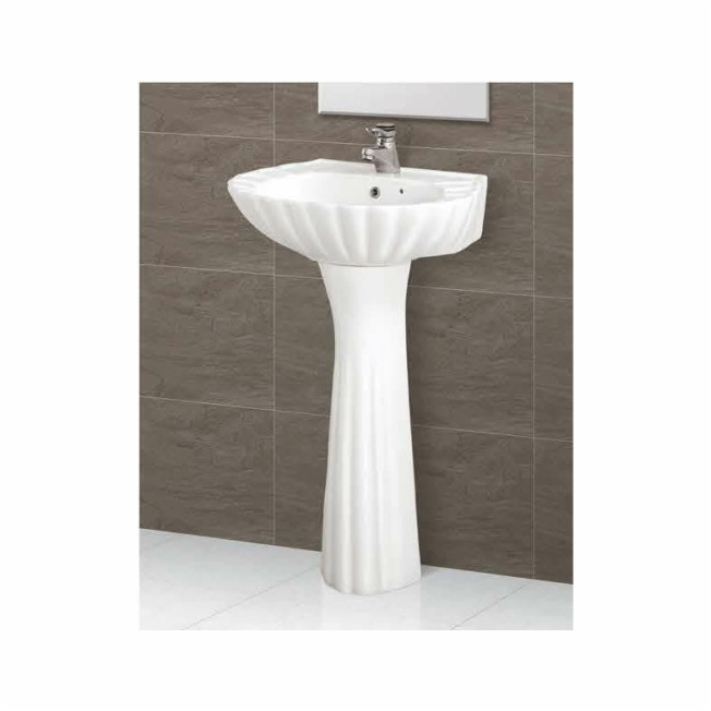 High Standard Wash Basin with Pedestal comprising a basin or sink mounted on a pedestal for support with  durability