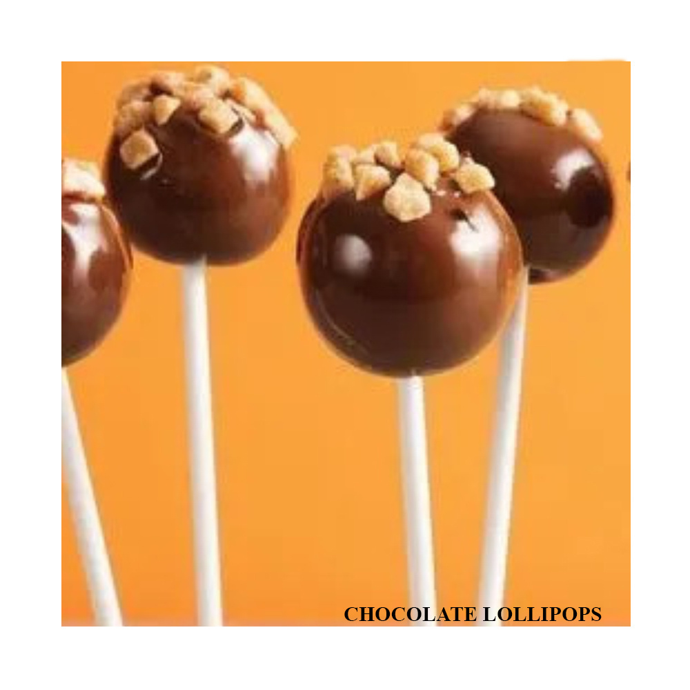 Premium Quality Chocolate Lollipop with chocolate as the primary candy into specific shapes for the lollipop.