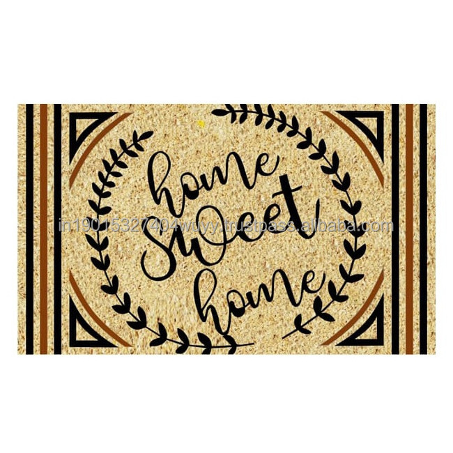 High quality 45*75 cm Rubber backed Grill border Embroidered coir Jute mats home carpets living room decoration