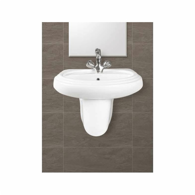 Top Grade Half pedestal washbasin  ideal for smaller bathrooms or cloakrooms where space is limited with a touch of elegance