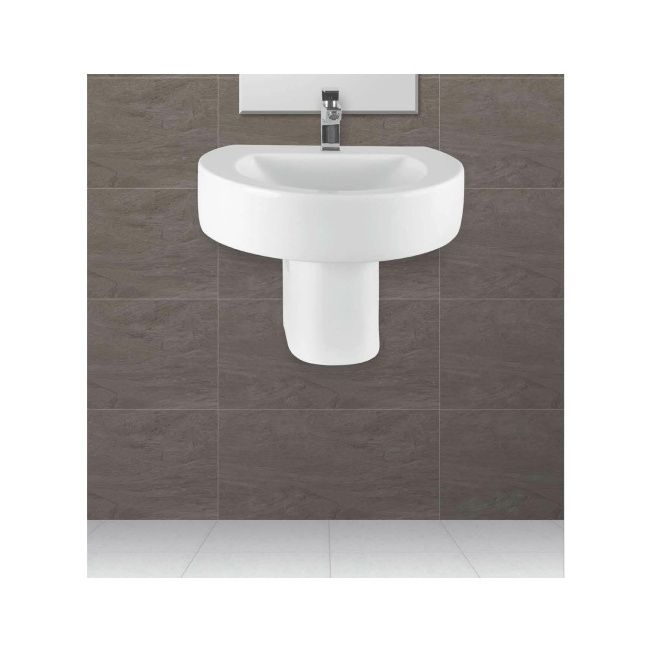 Top Grade Half pedestal washbasin  ideal for smaller bathrooms or cloakrooms where space is limited with a touch of elegance