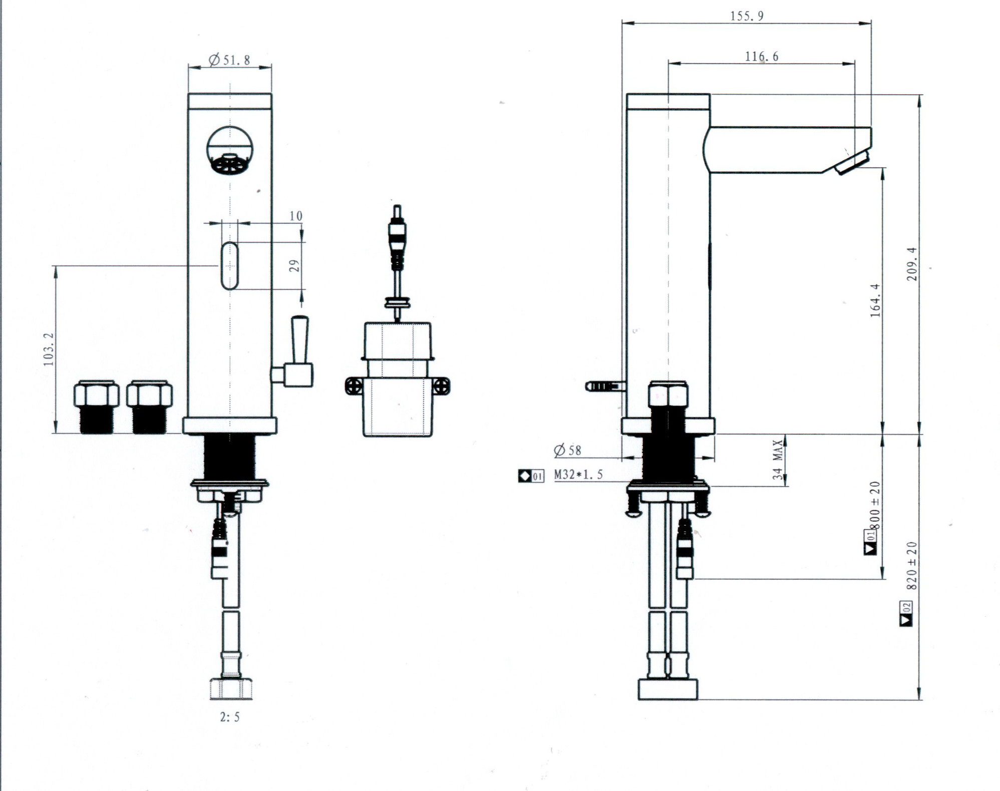 Lavatory hot and cold water automatic shut off faucet chrome brass basin faucet automatic infrared sensor taps