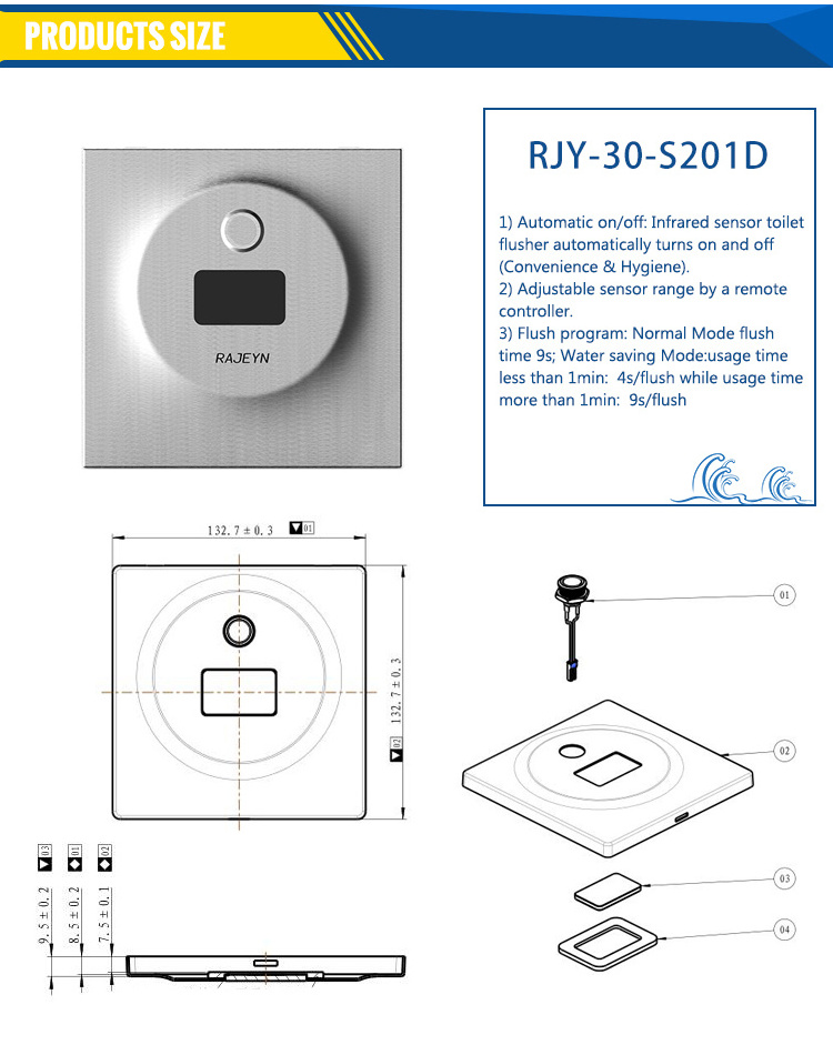 Touchless Automatic Toilet Flusher Hands Free Flush Valves Kit Smart Toilet Flush Sensor for Mose Homes and Public Toilets