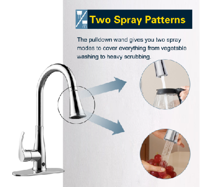 Rajeyn Touch Free Touchless Motion Sensor Kitchen Faucet with Pull Down Sprayer