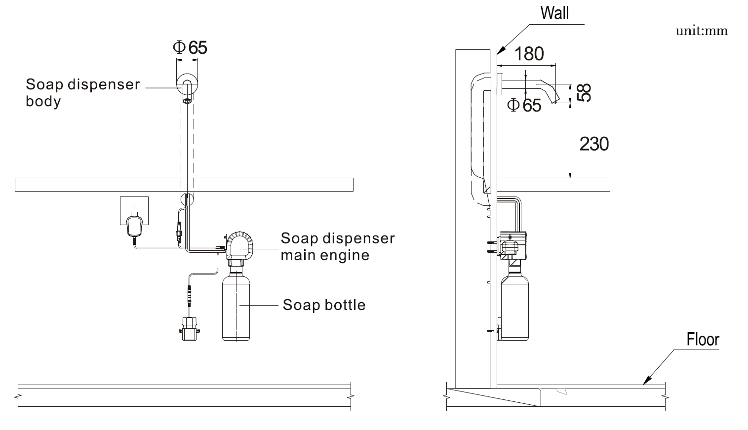 Commercial Large Capacity Infrared Sensor Automatic Hands free Wall Mounted Brass Faucet Foaming Soap Dispenser