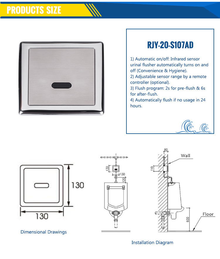 Cheap Price Stainless Steel Sensor Urinal Flush Valve Automatic Urinal Flushometer Touchless Urinal Sensor