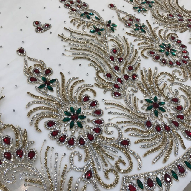 New Design Golden Beaded Fabric Luxury Embroidery Beads Beaded Lace Fabric African Lace Fabric