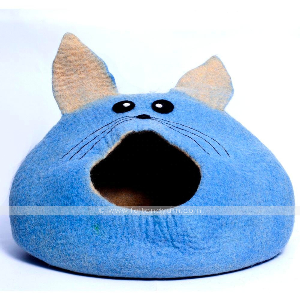 FY-CC-019 Rabbit Shaped Cat Cave Warm and Cozy Pet Bed Eco-friendly New Zealand Wool Felted by Skilled Women Artisan from Nepal