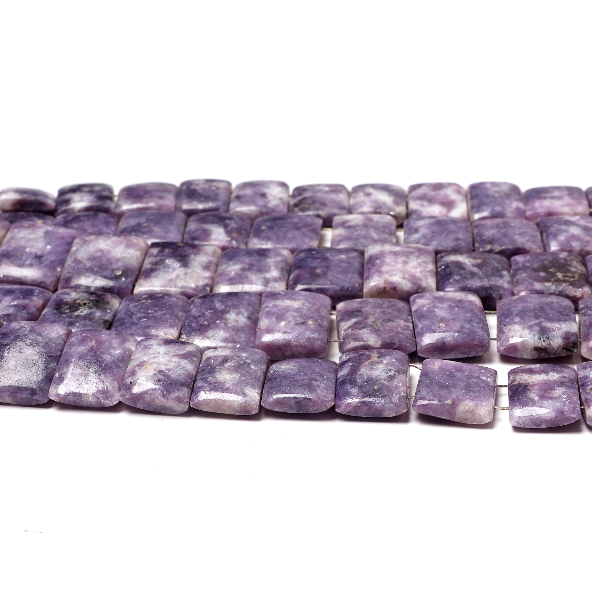 Lepidolite Drilled Rectangle Gemstone Beads 8 inch Stand Handmade Beads Size 10X13 MM Side Drill Wholesale Beads