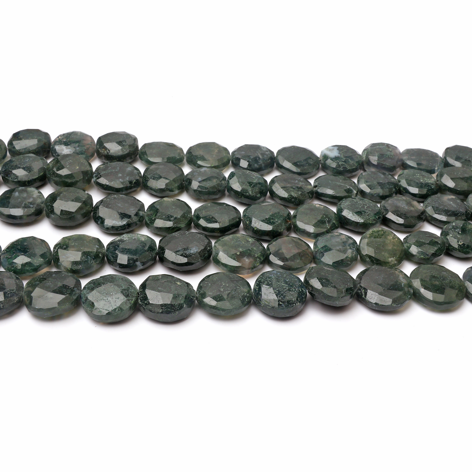 Natural Moss Agate Beads Coin Shape Smooth Center drilled Gemstone Beads Handmade For Jewelry Making