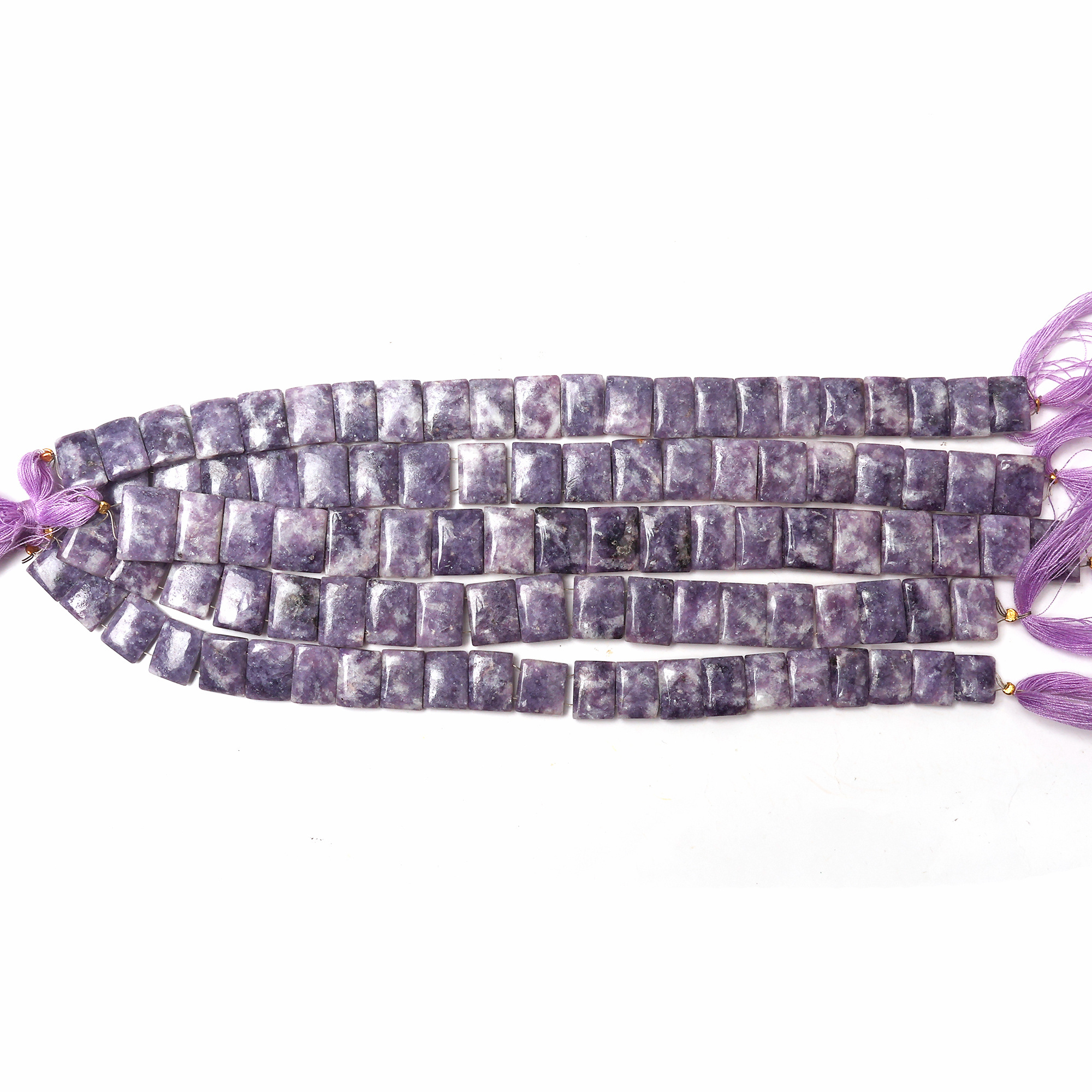 Lepidolite Drilled Rectangle Gemstone Beads 8 inch Stand Handmade Beads Size 10X13 MM Side Drill Wholesale Beads