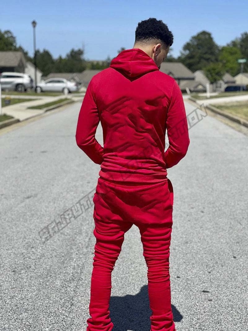 Flare pants Customized Design Men Slim fit Stacked Tracksuit/ Men Sweatsuit/ Custom made Men Jogging Suit