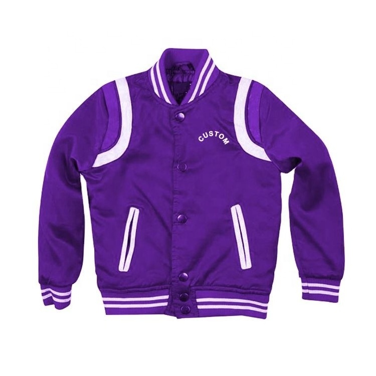 Hot Selling Fashion Silk Satin Wholesale Varsity Jackets Custom Color Logo Mens Bomber Jacket Made in Pakistan 2023