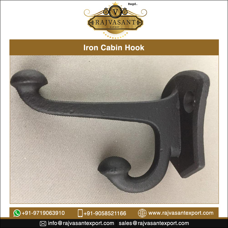 Black Antique Hat And Coat Hook Modern Cast Iron Interior Gate Door Grill Design Double Cast Iron Coat Cloth & Key Hook