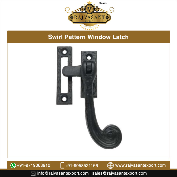 Huge Demand Bulk Selling Attractive Design Decorative Swirl Pattern Window Latch in Black Cast Iron