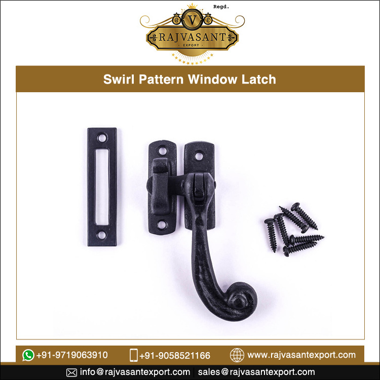 Huge Demand Bulk Selling Attractive Design Decorative Swirl Pattern Window Latch in Black Cast Iron