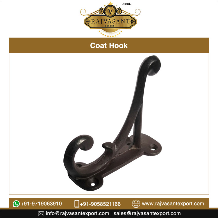 Best Quality Longlasting Material Cast Iron Wall Mounted Black Coat Hook Hanger