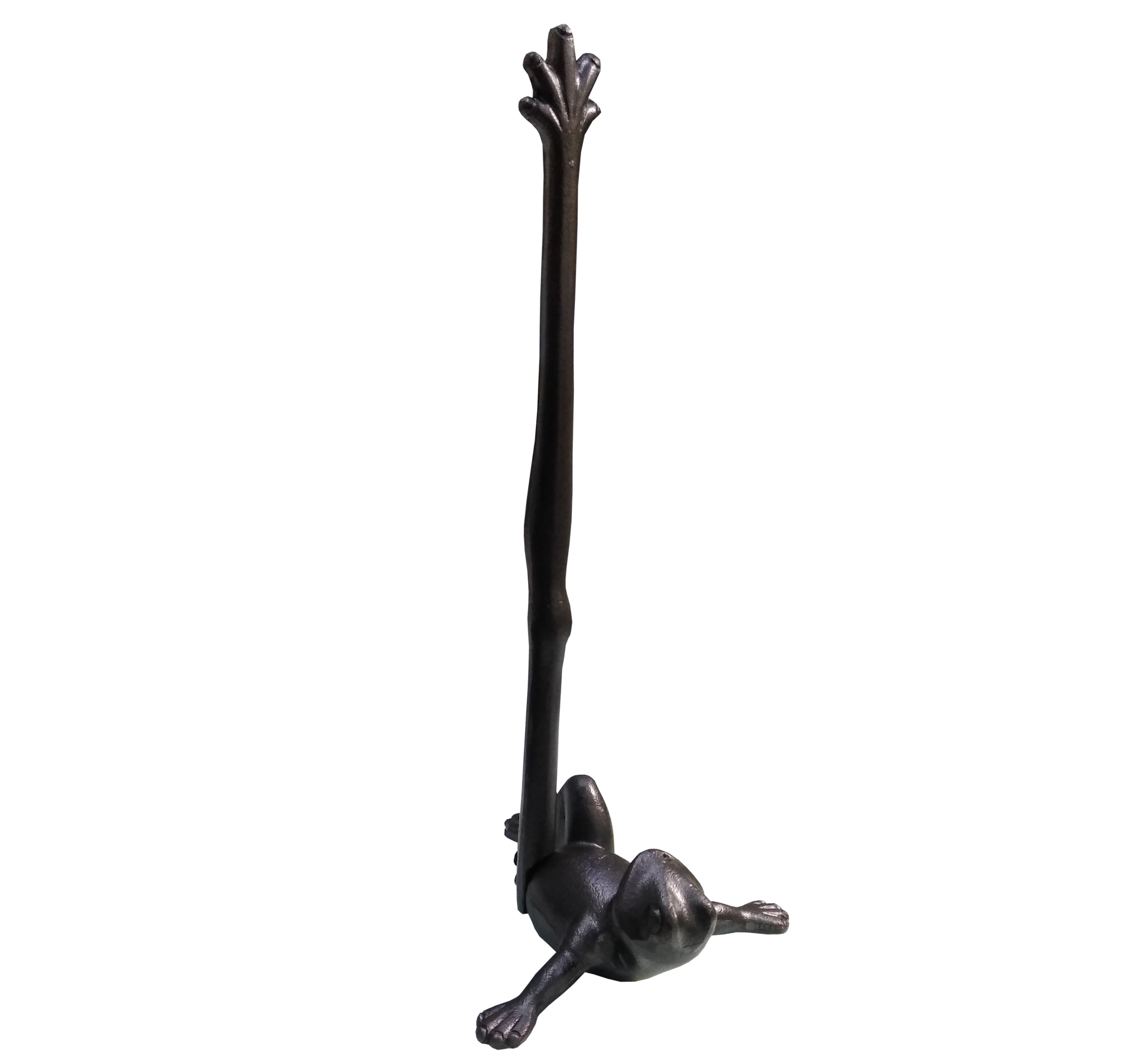 CAST IRON ANTIQUE MATTE BLACK VINTAGE STYLE FROG ANIMALS SHAPED TOILET PAPER HOLDER