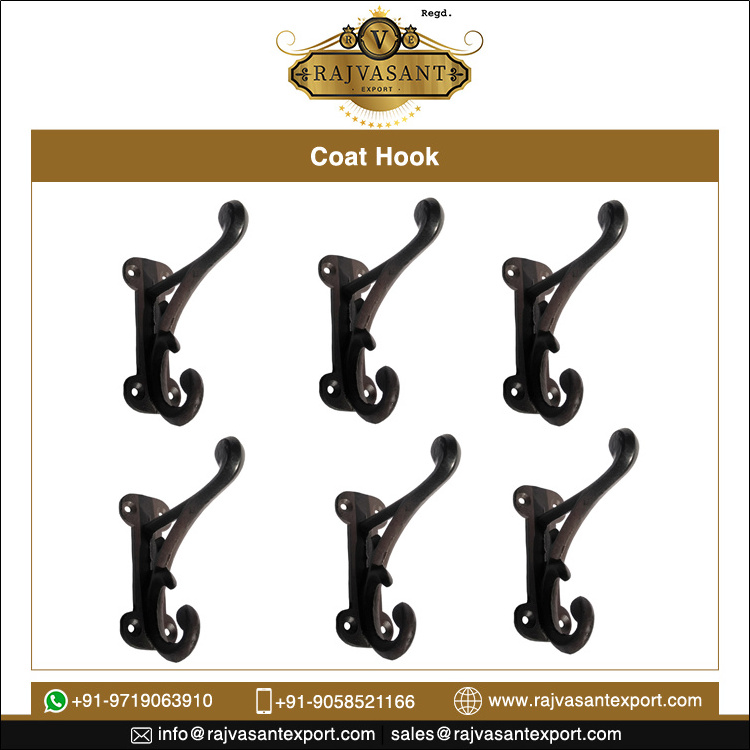 Best Quality Longlasting Material Cast Iron Wall Mounted Black Coat Hook Hanger