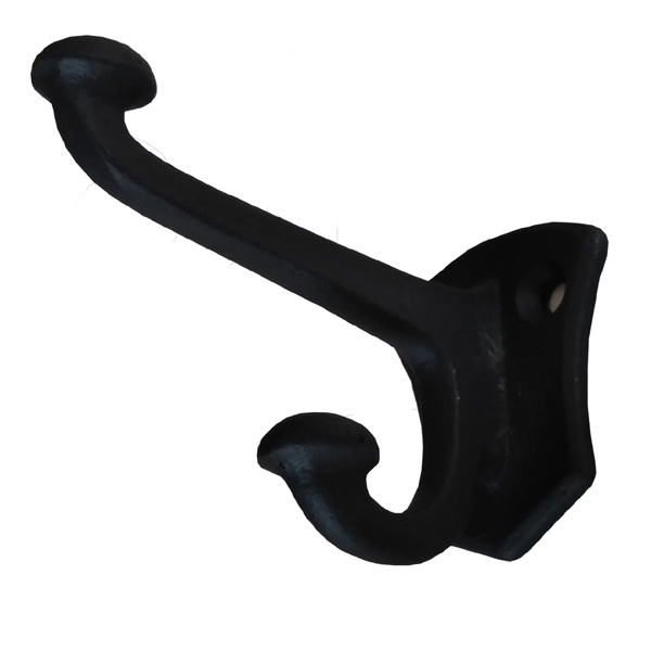 Black Antique Hat And Coat Hook Modern Cast Iron Interior Gate Door Grill Design Double Cast Iron Coat Cloth & Key Hook