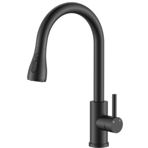 Single Handle Cheap Sink Taps 3 Mode Adjustable Matte Black Pull Down Multi Function Gooseneck Kitchen Faucet